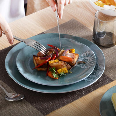 مجموعة عشاء الميلامين الزرقاء الخضراء للتخييم للداخل والخارج