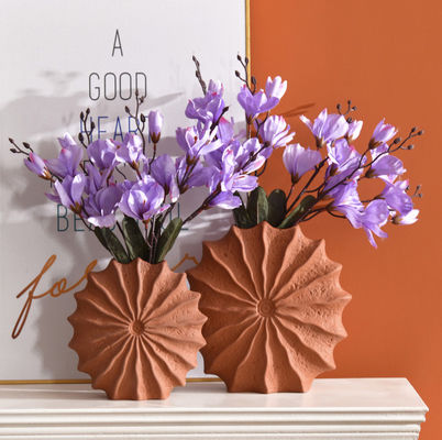 أوعية سيراميكية للديكور المنزلي مجموعة من 2 أوعية طينية، أوعية للزهور، أوعية زهور مجففة، أوعية زهور قطع، ديكور الخريف