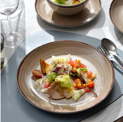 ألوان البني لوحات الميلامين مجموعة رقائق حرة مستديرة