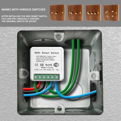 وحدة واي فاي مريحة لوحة مفتاح الضوء الخشب الصلب 10A 16A 110v-250v 86 * 86mm